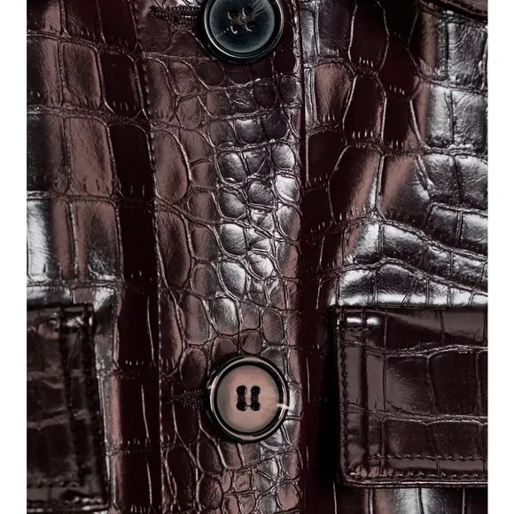 CROPPED FAUX LEATHER ANIMAL EMBOSSED JACKET
BROWN - Picture 5 of 5